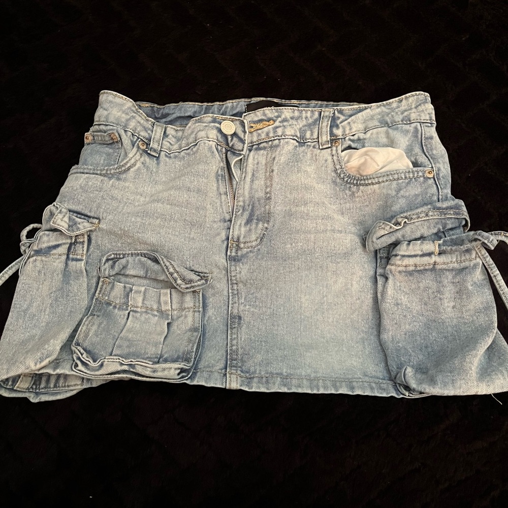 Refuge Light Blue Denim Skirt